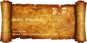 Wohl Paszkál névjegykártya